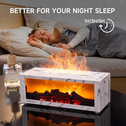 TMEHM Fireplace Flame Essential Oil Diffuser Humidifier, Aromatherapy
