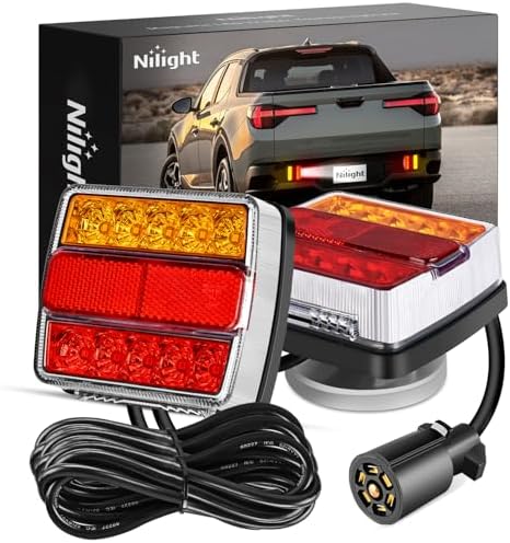 Nilight Magnetic LED Trailer Towing Light Kit 24ft Cable 7 Pin Plug