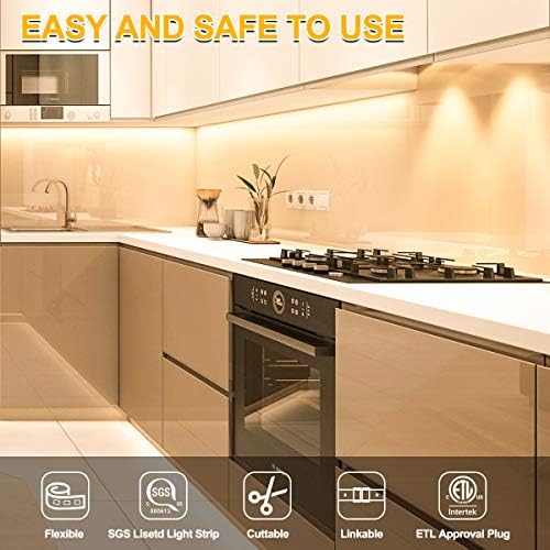 MY BEAUTY LIGHT Motion Activated LED Strip Lights, 65.6ft LED Light Strip with Day or Night 2 Lighting Modes,3 Timing Off Modes,Warm White 24v Plug-in LED Rope Lights for Under Cabinet,Kitchen,Stair