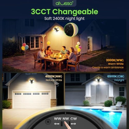 ALUSSO Motion Sensor Outdoor Lights , 30W 3500LM Flood Lights Outdoor 120V