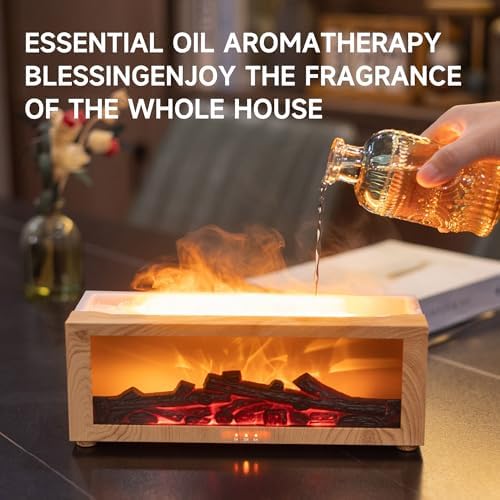 TMEHM Fireplace Flame Essential Oil Diffuser Humidifier, Aromatherapy