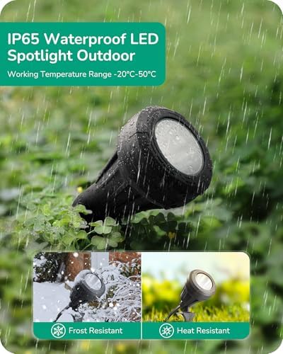 EDISHINE 120V Outdoor Spotlight, 5 Extra Lenses Waterproof Landscape Light