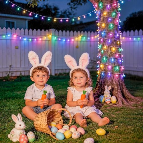 JMEXSUSS 33 ft 100 LED Connectable Globe Easter Lights String Indoor