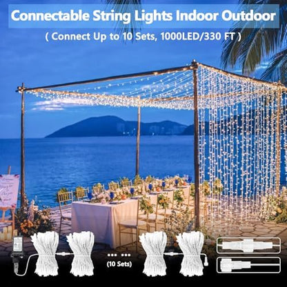 100 LED Connectable String Lights, 33FT Christmas Lights Outdoor Indoor