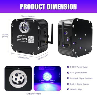 AZIMOM High Brightness 50W Twinkle Fiber Optic Starlight Kits Mixed800pcs 16.5ft Fiber Strands End Glow Sound Activated Bluetooth/APP Remote Control Theater Ceiling Home Shop Lobby Roof Decor