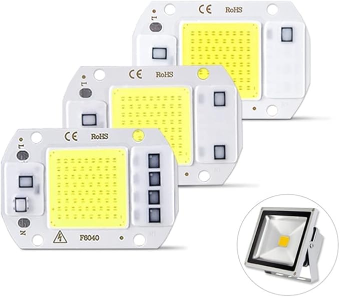 1-Pack, DIY LED COB Chip Lighting 20W/30W/50W AC110V Smart IC Driver Spotlight Diode Chip Beads Flood Light Household Bulbs(Warm White,50W)