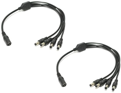 SOLTECH [2-Pack] 4Way DC Power Supply Splitter for Security Cameras 1 Female to 4 Male 5.5 * 2.1mm 4 Channel Y Adaptor for 12V CCTV Surveillance Cameras