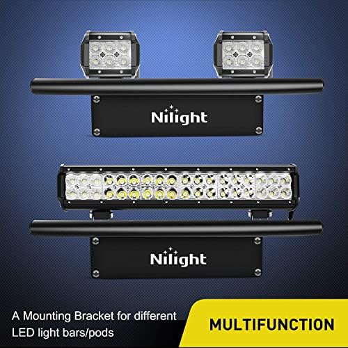 Nilight 20Inch 126W LED Light Bar Spot Flood Combo Driving Off Road with Front License Plate Mounting Bracket Wiring Harness for Trucks Pickup Car SUV ATV UTV 4x4 Van Camper, 2 Years Warranty