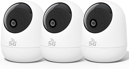 Rraycom 3Pack 4MP Indoor Baby & Pet Monitor Camera, 360° Auto Tracking, Cry & Sound Detection, Dual-Band 2.4G/5G WiFi, SD & Free Cloud Storage, Alexa & Google Home Compatible