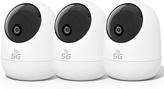 Rraycom 3Pack 4MP Indoor Baby & Pet Monitor Camera, 360° Auto Tracking, Cry & Sound Detection, Dual-Band 2.4G/5G WiFi, SD & Free Cloud Storage, Alexa & Google Home Compatible