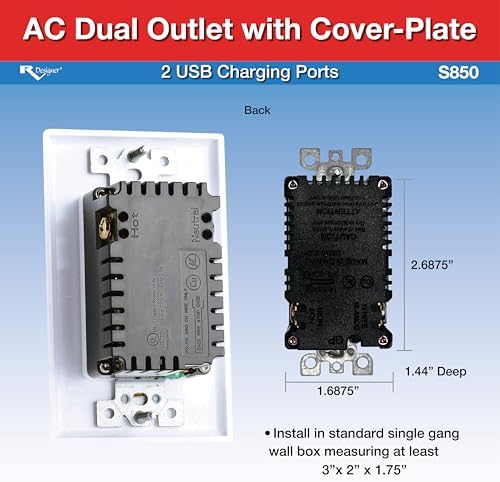 Ac Dual Outlet W/Cover & 2 USB Cha