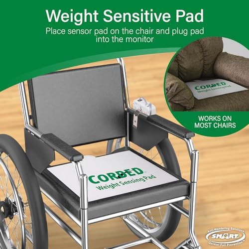 Smart Caregiver Chair Exit Alarm with Weight Sensing Pad - Automatically Alert Elderly Motion Detector for Dementia or Alzheimer's - 1 Year Warranty