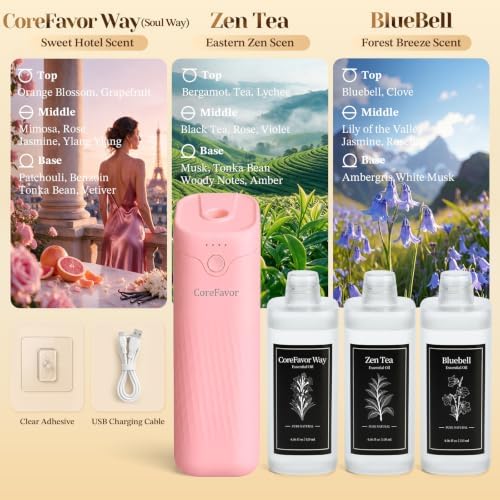 Waterless Essential Oil Diffuser (M60) with 3x120ml Oil