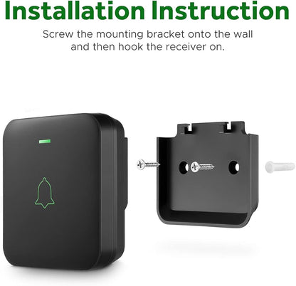 AVANTEK Wireless Doorbell, Battery-Powered & Portable, 1000 ft Range, Black