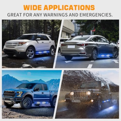 XRIDONSEN 2PCS 60 inch Blue White Emergency Lights Running Board Lights