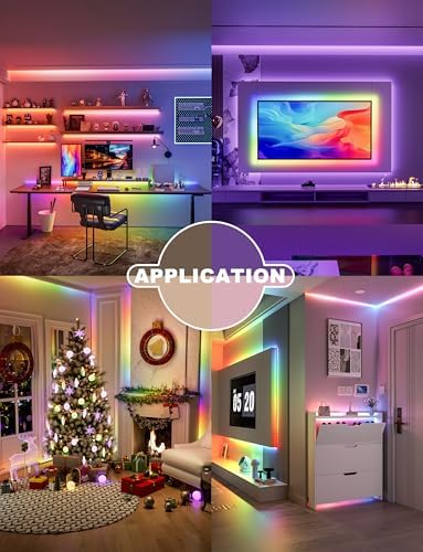 PAUTIX RGB Smart IC USB LED Light,5V RGB COB LED Strip USB Powered,UL-Listed Multicolor Flexible Tape Light 6.56ft/2m with Music Mode/APP Control,for TV,Scooter,Computer Desk Decor