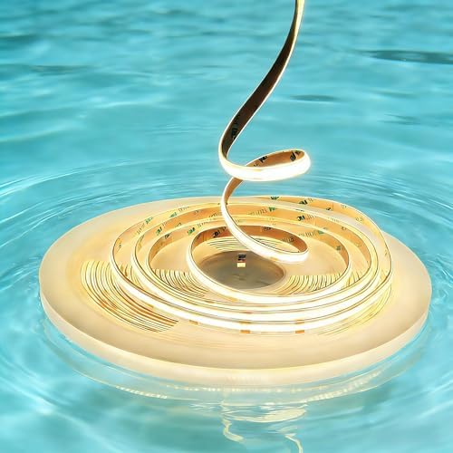 Pandery Waterproof LED Strip Lights,2700K Warm White,24V IP67 LED Strips,50FTt/15M,CRI90+ Outdoor led cob Strip Light for Bathroom,Pool,Garden,Sauna Rooms(Power Not Included)