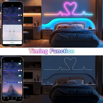 Cozylady ozylady RGB Neon Light LED Rope Light (6M/20Ft) 6M RGB Neon LED Rope Light,20ft Waterproof Bluetooth APP Remote Control Music Sync Strip,24V Flexible DIY Silicone Light for Bedroom Home
