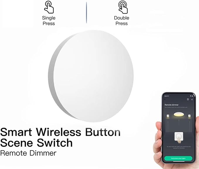 Smart Knob Scene Switch for Automation Compatible with Zigbee Gateways - Wireless Control Module - Battery Powered Controller for Appliances and Lighting Systems
