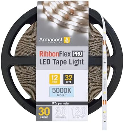 Armacost Lighting RibbonFlex Pro 12V White LED Strip Lights 30 LED/m, 5000K, 32.8 ft, 161250