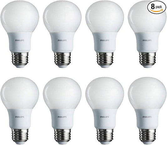 Philips LED Non-Dimmable A19 Frosted Light Bulb: 450-Lumen, 5000-Kelvin, 5-Watt (40-Watt Equivalent), E26 Base, Daylight, 8-Pack