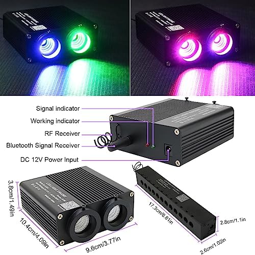 AZIMOM Dual Color 32W Fiber Optic Starlight Headliner Kits1300pcs 0.03in 13.1ft, RGB Meteor Shooting Star, Sound Activated Remote APP Control Home Car Ceiling Décor