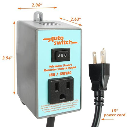 O'SKOOL Remote Control Wireless Electrical Outlet Switch, 433M Transmitter 120V Plug (Battery Included), PTA021