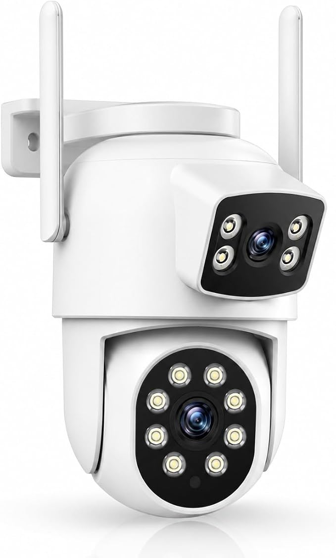 Camcamp 2K Dual Lens PTZ Security Camera Outdoor, WiFi Auto Tracking | 355° Pan-Tilt, Color Night Vision, 2-Way Audio, Motion Detection, Plug-In Powered, IP66, No Monthly Fee