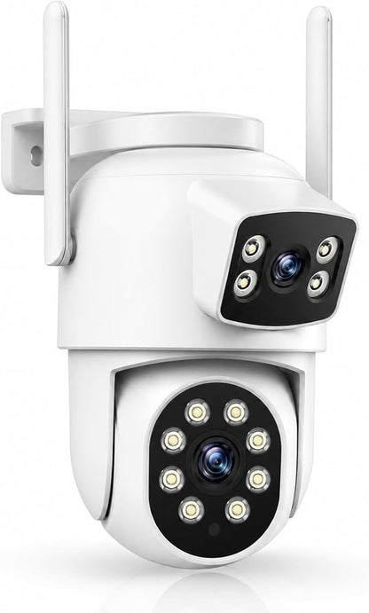 Camcamp 2K Dual Lens PTZ Security Camera Outdoor, WiFi Auto Tracking | 355° Pan-Tilt, Color Night Vision, 2-Way Audio, Motion Detection, Plug-In Powered, IP66, No Monthly Fee