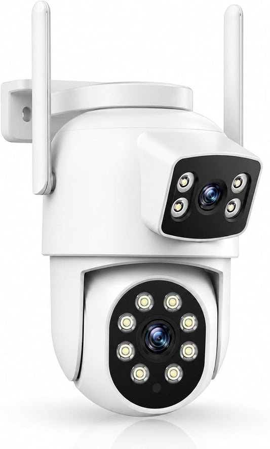 Camcamp 2K Dual Lens PTZ Security Camera Outdoor, WiFi Auto Tracking | 355° Pan-Tilt, Color Night Vision, 2-Way Audio, Motion Detection, Plug-In Powered, IP66, No Monthly Fee
