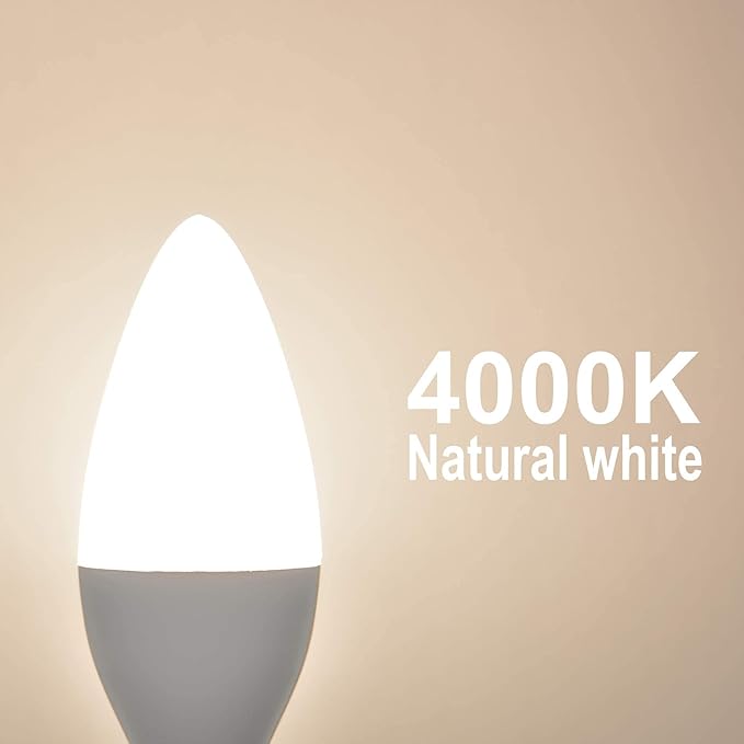 LED E12 Chandelier Light Bulbs, Type B Light Bulbs 5W (60W Equivalent), Natural White 4000K Candelabra LED Light Bulbs, E12 Light Bulb 500LM, Non-Dimmable B11 Ceiling Fan Light Bulb, 8 Pack