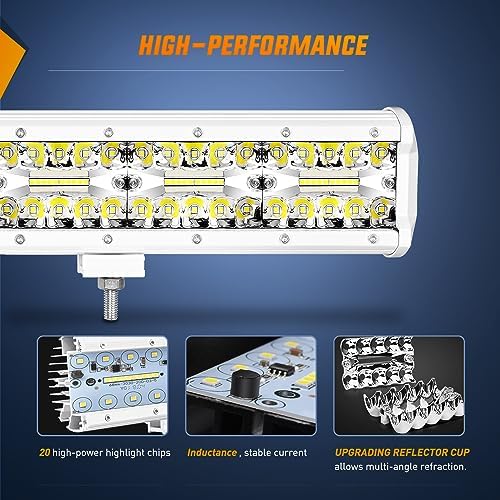 Nilight Marine LED Light Bar Navigation Lights 12 Inch White Spot Flood Combo Ponton Boat Deck Dock Lighting for Night Fishing T-top Stern Yacht Port Sailboat Trucks Tractors