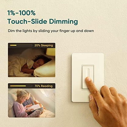 TREATLIFE 3 Way Smart Dimmer Switch 1 Pack, Master 3 Way Dimmable Light Switch, 2.4GHz Smart Switch Compatible with Alexa and Google Home, Neutral Wire Needed, No Hub Required, Remote Control