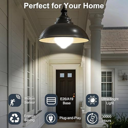 Motion Sensor Light Bulbs, 12W(100W Equivalent) A19 E26 6000K Auto On/Off