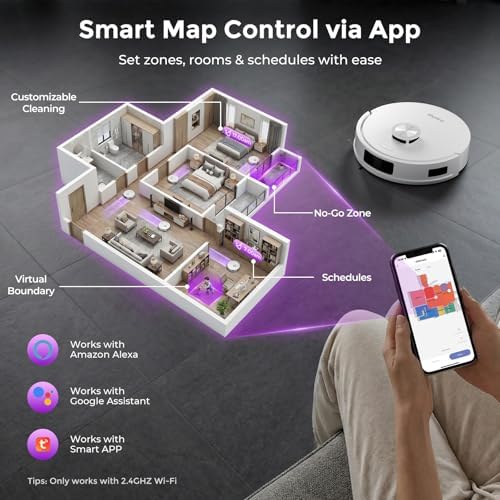 Robot Vacuum and Mop Combo, Robot Vacuum Cleaner with Bagless Self Emptying Station, 18000Pa Suction, LiDAR Navigation, ideal for Pet Hair, Carpet & Hard Floor, Compatible with App/Alexa/Voice Control