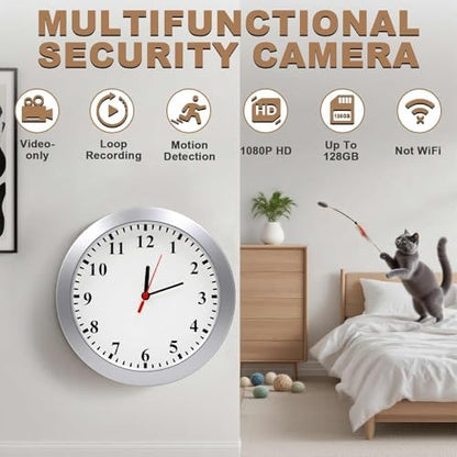 1080P HD Mini Spy Camera Wall Clock Cameras with Motion Detection