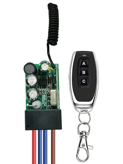 3 Way Mini Remote Control Switch - AC 110V/120V/220V/240V/10A Relay ON/Off With 328FT Long Range for Motor, Lamps, LED Lights, Fans (2 Remote Controls, 3 Receivers)