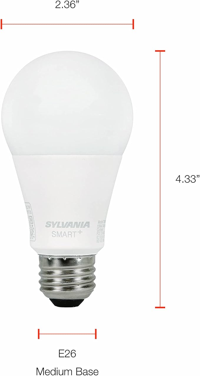 Sylvania Smart Bluetooth A19 Full Color and Tunable White Light Bulb, 60W, Dimmable, for Alexa / Apple HomeKit / Google Assistant - 1 Pack (75627)
