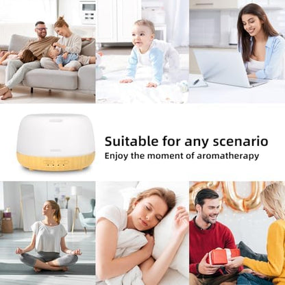SEEDSEEL 300ML Essential Oil Diffuser,Quiet 8 Hours Operation, 7-Color LED Light, 4 Timer, Remote Control, Aromatherapy Diffuser Auto-Off, for Bedroom, Living Room, Office, Home