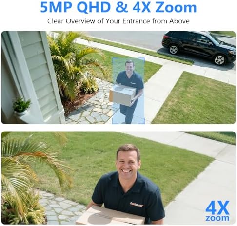 5MP 3K Window Camera, 2 Pack Adjustable Angle Window Mount, Indoor for Outdoor Monitoring Through Glass, WiFi6 2.4GHz & 5GHz, Full Color Night Vision, AI Human & Vehicle Detection, 24/7 Recording