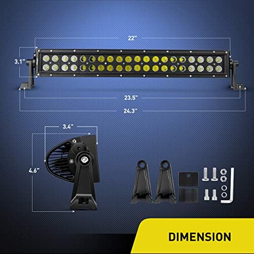 Nilight LED Light Bar 22 Inch 120w Flood Spot Combo Driving Lights 12V 5Pin Rocker Switch 16AWG Wiring Harness Kit for Trucks SUV ATV UTV 4x4 Van Camper