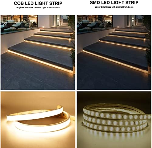 Pandery COB LED Strip Lights,2700K Warm White,24V led Light Strips Waterproof,480LEDs/M,16.4ft/5M,CRI90+ Outdoor cob led,Ip67 Sauna Lights for Sauna Room,Pool,Garden,(Power Not Included)