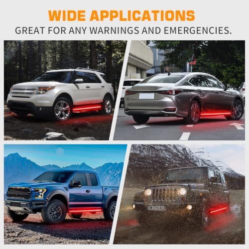 XRIDONSEN 2 Pack 60 inch Red Running Board Emergency Lights Strip