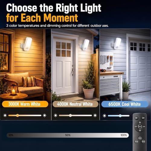 TANBABY Rechargeable Outdoor Porch Light with Motion Sensor, White 1 Pack