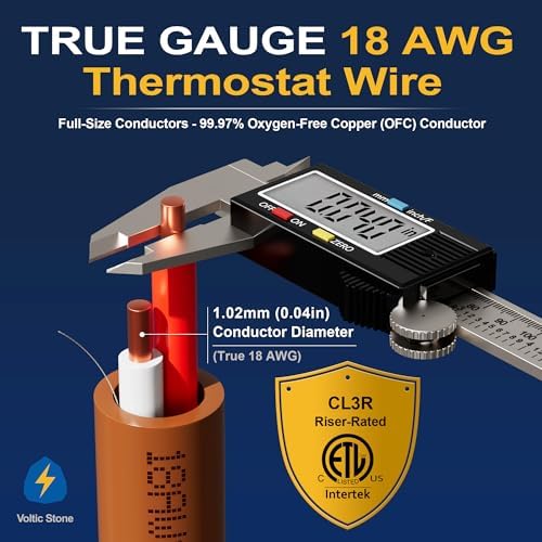 18/2 Thermostat Doorbell HVAC Wire, True Gauge 18 AWG 2 Conductor Solid Copper Control Cable, ETL Listed CL3R/CMR Riser Rated Flame-Retardant, RoHs, for 0-30V Low Voltage Systems - 30FT