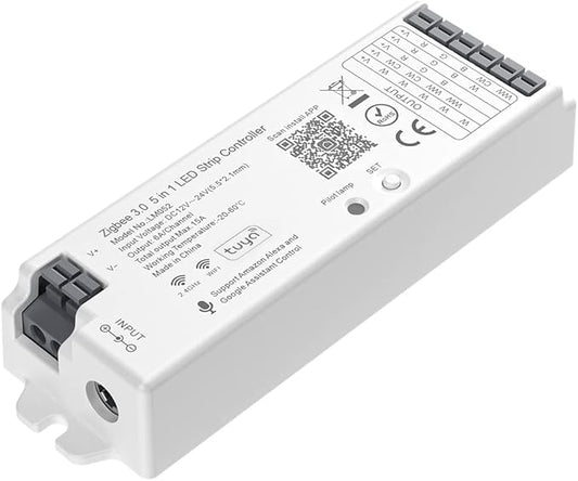 BTF-LIGHTING 5in1 LM052 Tuya Zigbee3.0 LED Controller Support Dimming CCT RGB RGBW RGBCCT PWM LED Strip Compatible with Echo Plus/4th Gen, Tuya Gateway Work with WR01RF WR02RF etc