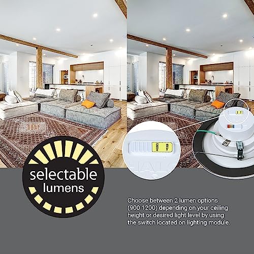 HALO RL 5/6 in LED Recessed Light Retrofit Selectable CCT 2700K, 3000K 3500K 4000K 5000K Dimmable Dim to Warm 900/1200 Lumens Wet Location Indoor Outdoor Ceiling Downlight RL56LS9FSD2W1EWH (Pack of 4)