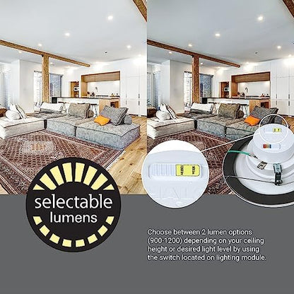 HALO RL 5/6 in LED Recessed Light Retrofit Selectable CCT 2700K, 3000K 3500K 4000K 5000K Dimmable Dim to Warm 900/1200 Lumens Wet Location Indoor Outdoor Ceiling Downlight RL56LS9FSD2W1EWH (Pack of 4)