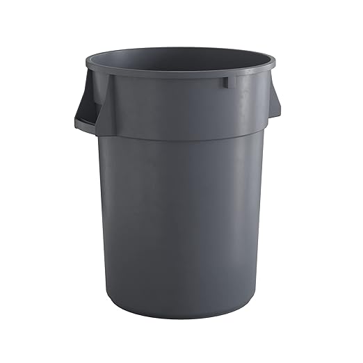 44 Gallon Gray Round Commercial Trash Can, Heavy-Duty Food Grade NSF Certified, Perfect for Restaurant, Office, School, Garage, Backyard, Workshop, Warehouse