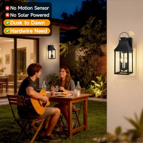 Dusk to Dawn Exterior Lighting Fixtures, Black Sensor Outdoor Porch Lights